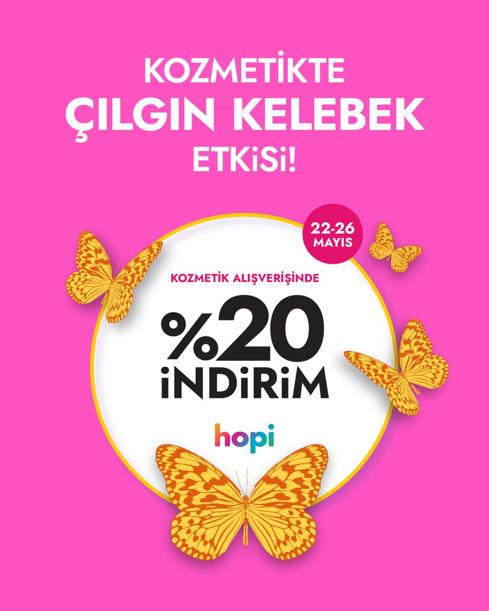 Kozmetikte Çılgın Kelebek Etkisi!

Boyner Online’a özel tüm kozmetik alışverişlerinde %20 indirim 26 Mayıs’a kadar devam ediyor.    

#Boyner #ÇılgınKelebekEtkisi 

bit.ly/4kdO0b6