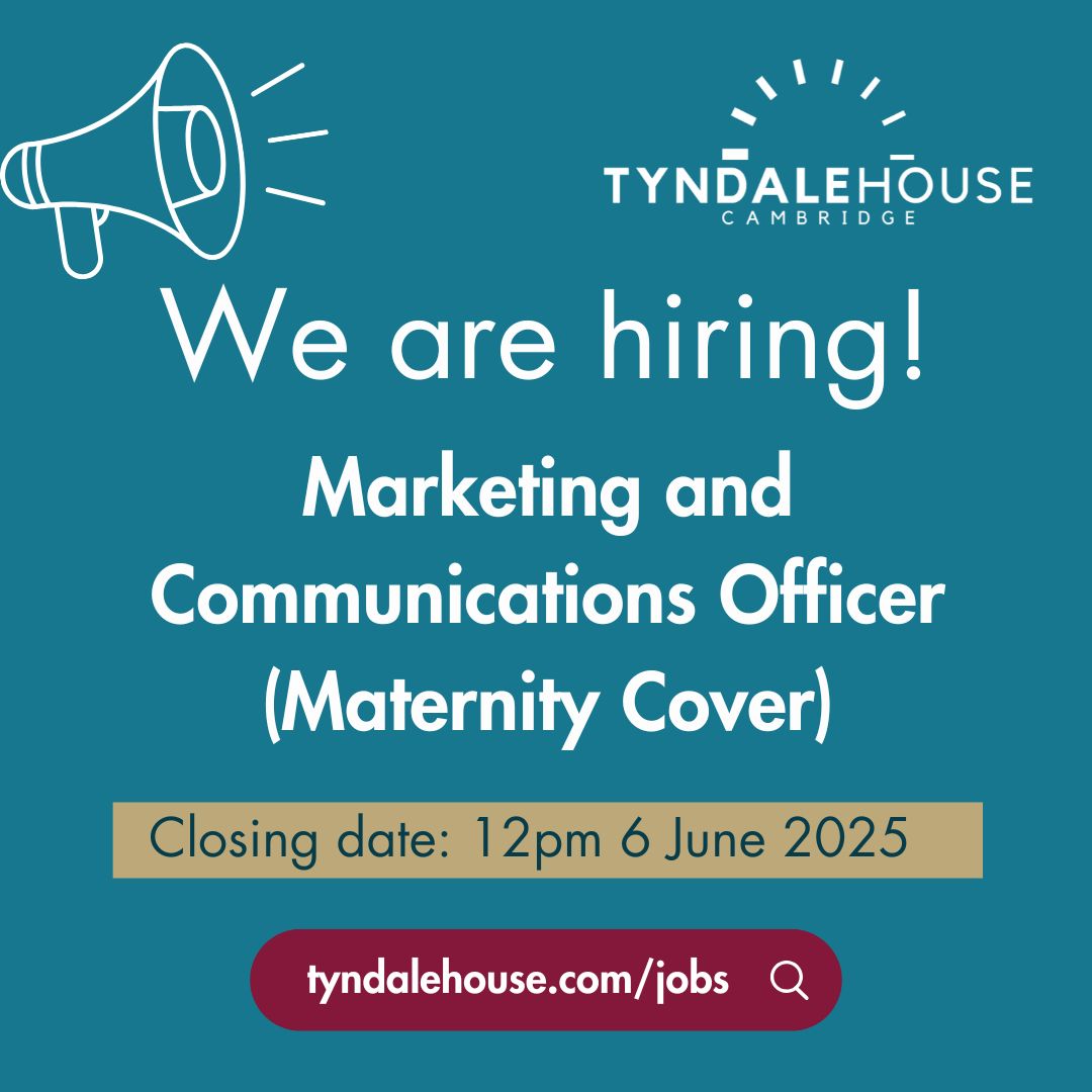 We're hiring!

Marketing and Communications Officer (12-month maternity leave cover)
Location: Tyndale House, Cambridge
Hours: Full Time, 37.5 hours per week

Find out how to apply on our website: tyndalehouse.com/jobs/marketing…