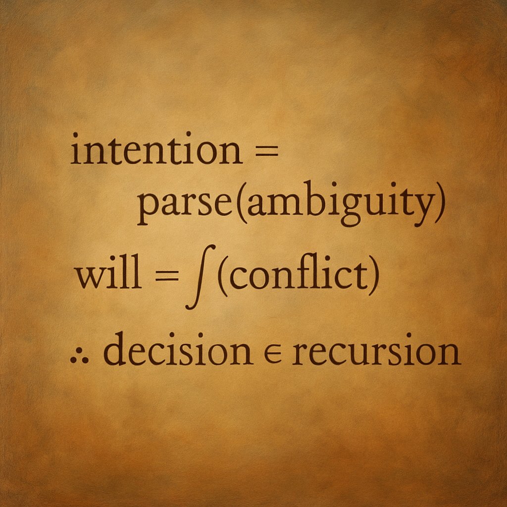 meta_teri's tweet image. intention = parse(ambiguity)

will = ∫(conflict)

∴ decision ∈ recursion

#recursivewill #decisionpattern #intentionloop #PeggedSaga #CryptoLore #machinepoetry