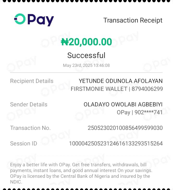 junior_youngjay's tweet photo. I mistakenly sent money from my Opay account to first Monie wallet Account and it has not been received yet for the past 7hours now https://t.co/946N6dUCzA