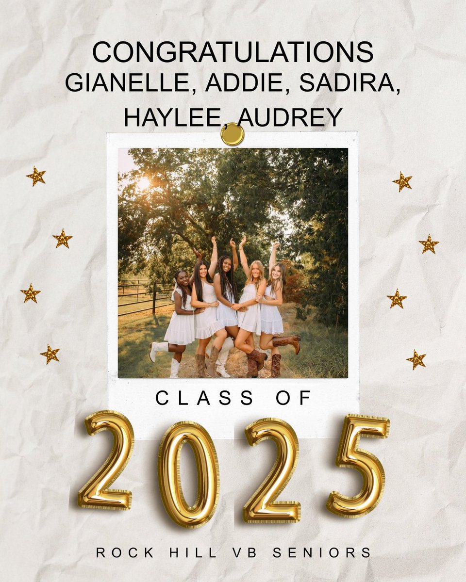 Rock Hill Volleyball (@vb_hill) on Twitter photo A journey filled with teamwork, triumph, and sisterhood. Congrats to our Rock Hill Volleyball seniors - Gianelle, Addie, Sadira, Haylee, and Audrey. The Class of 2025 will always shine bright. #ProsperProud ✨💫 A journey filled with teamwork, triumph, and sisterhood. Congrats to our Rock Hill Volleyball seniors - Gianelle, Addie, Sadira, Haylee, and Audrey. The Class of 2025 will always shine bright. #ProsperProud ✨💫