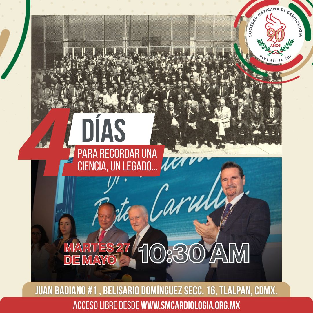 ⚠4 DÍAS PARA RECORDAR UNA CIENCIA, UN LEGADO... #SMC
#UnaSociedadConHistoria te invita a ser parte de la celebración de 90 AÑOS.
✅ MARTES 27 DE MAYO  10:30 AM.
📍 PRESENCIAL: Juan Badiano #1 Belisario Domínguez Secc. 16. Tlalpan, CDMX.
✅ REGÍSTRATE VIRTUAL: