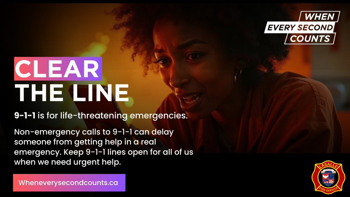 🚨 Every second counts 🚨 

Calling 9-1-1 for non-emergencies can block someone in a real crisis from getting help. Keep the line clear — 9-1-1 is for life-threatening emergencies ONLY! 

#ClearTheLine #911Awareness #WhenEverySecondCounts