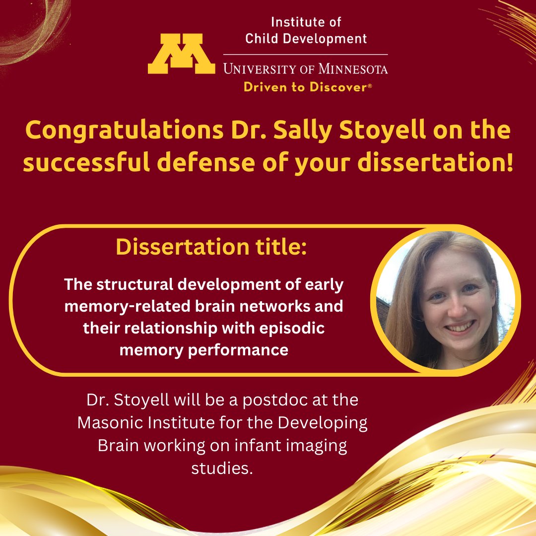 UMN_ICD's tweet image. 🎉 Another dissertation defense and graduation to celebrate! Dr. Sally Stoyell defended her dissertation and will move on to a role as a postdoc at @UMN_MIDB
#umnproud