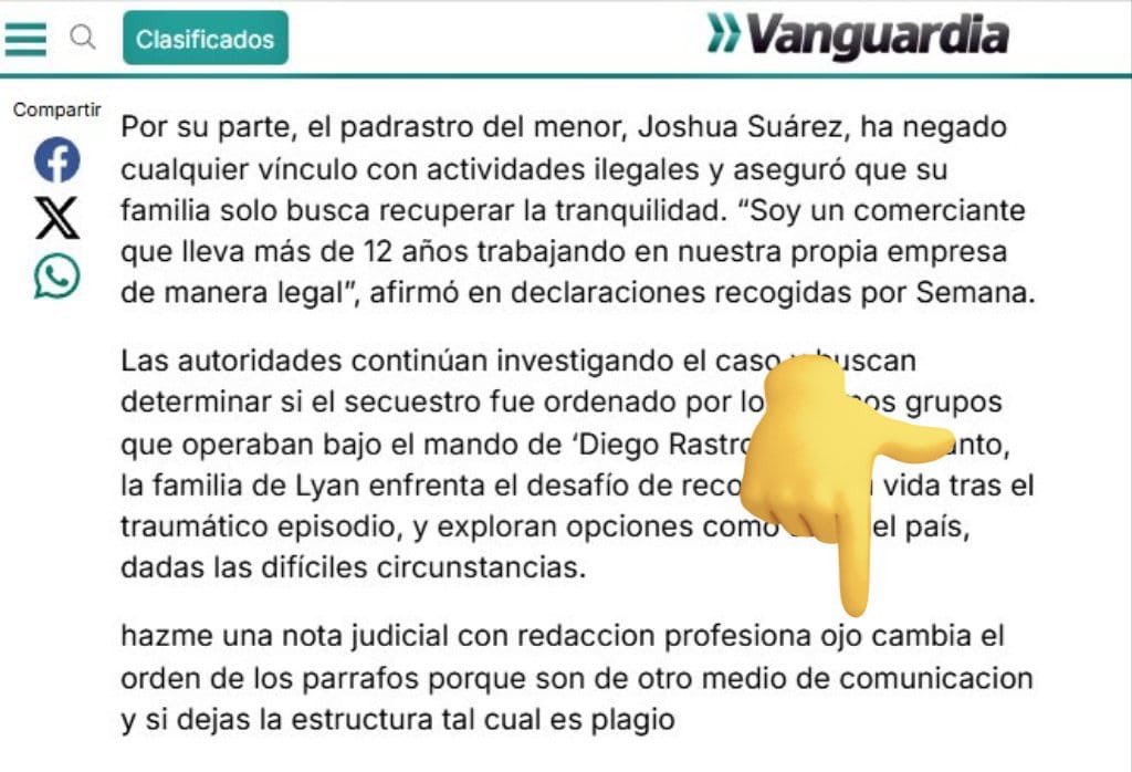 hyperconectado's tweet photo. Hola @vanguardiacom le pedí a la IA que les mandara un mensaje teniendo en cuenta el prompt de su redactor 😆😆😆 https://t.co/QE9OKkcJPX