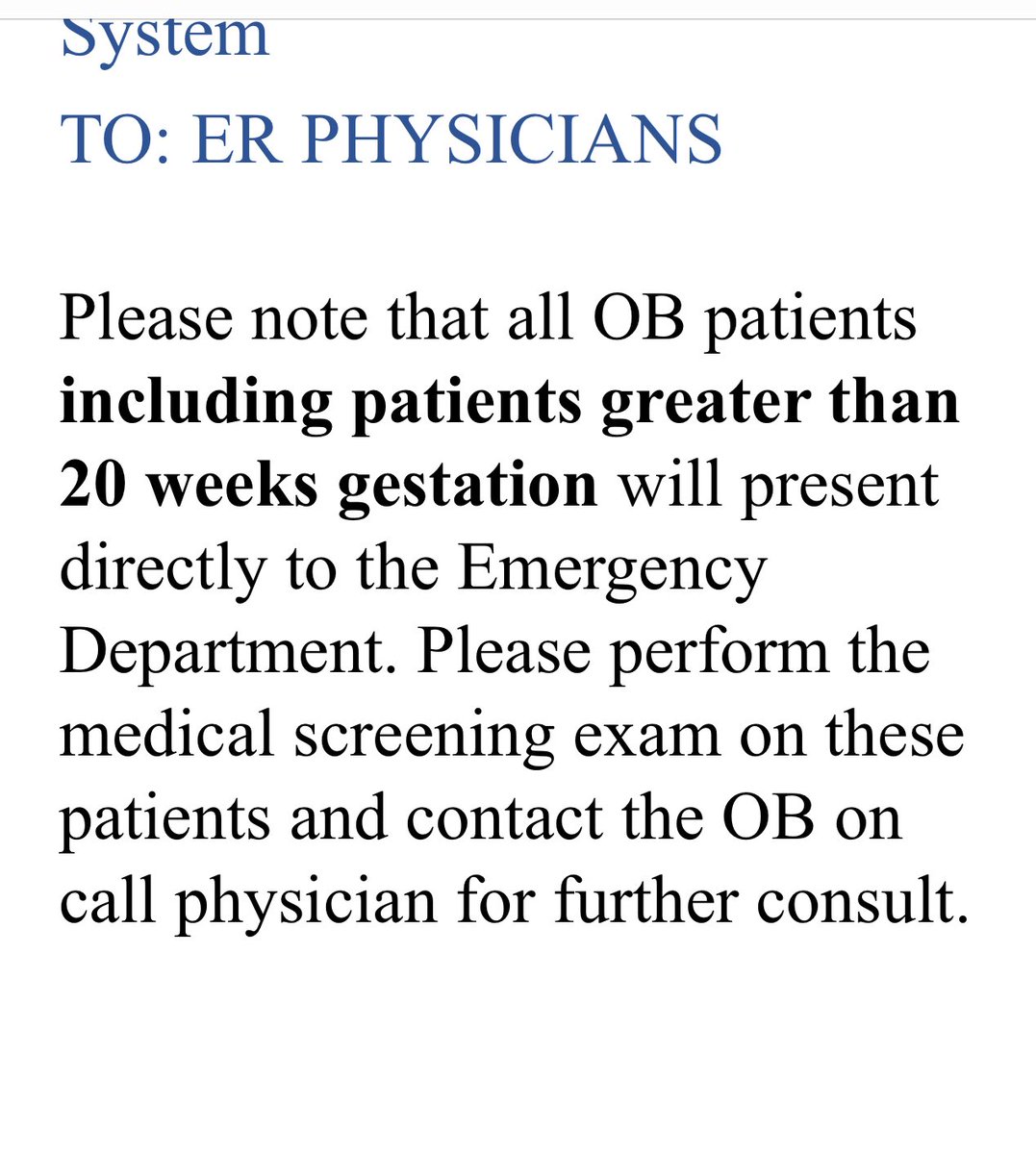 EnhancedMD's tweet image. Anyone else getting directives like this or have a policy like this?  Email 2d ago. So yesterday. 40 week’r water broke checks in. Dude!