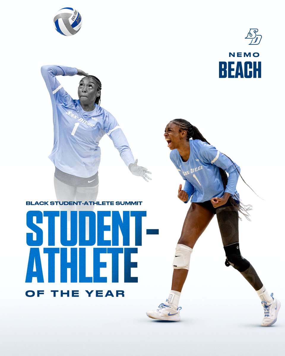San Diego Volleyball (@usdvolleyball) on Twitter photo Congratulations to <a href="/NeomiBeach16/">Neomi Beach</a> for being named the Student-Athlete of the Year at the 2025 Black Student-Athlete Summit!
#GoToreros Congratulations to <a href="/NeomiBeach16/">Neomi Beach</a> for being named the Student-Athlete of the Year at the 2025 Black Student-Athlete Summit!
#GoToreros
