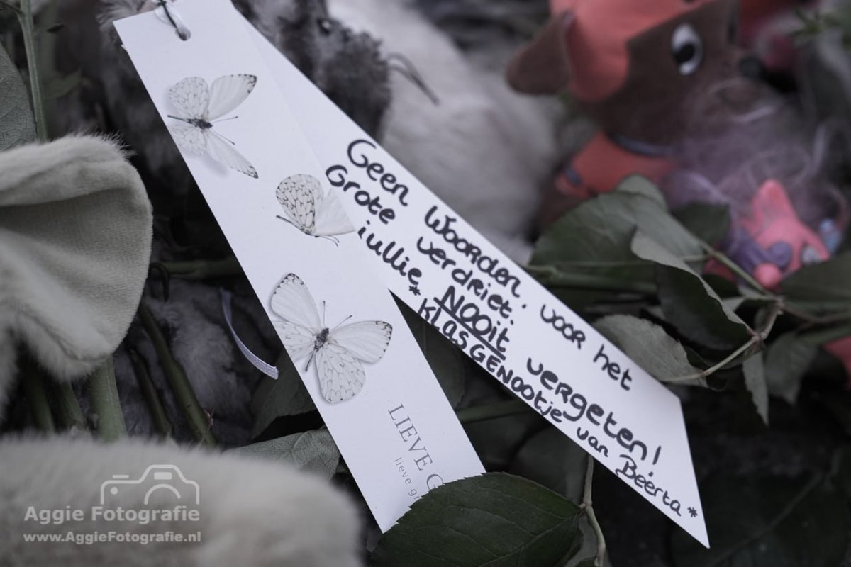 1 dag later, en de kade ligt bezaaid met steunbetuiging van velen! Ter gedachtenis aan de kinderen Jeffrey en Emma 
🐻🕯🥀
