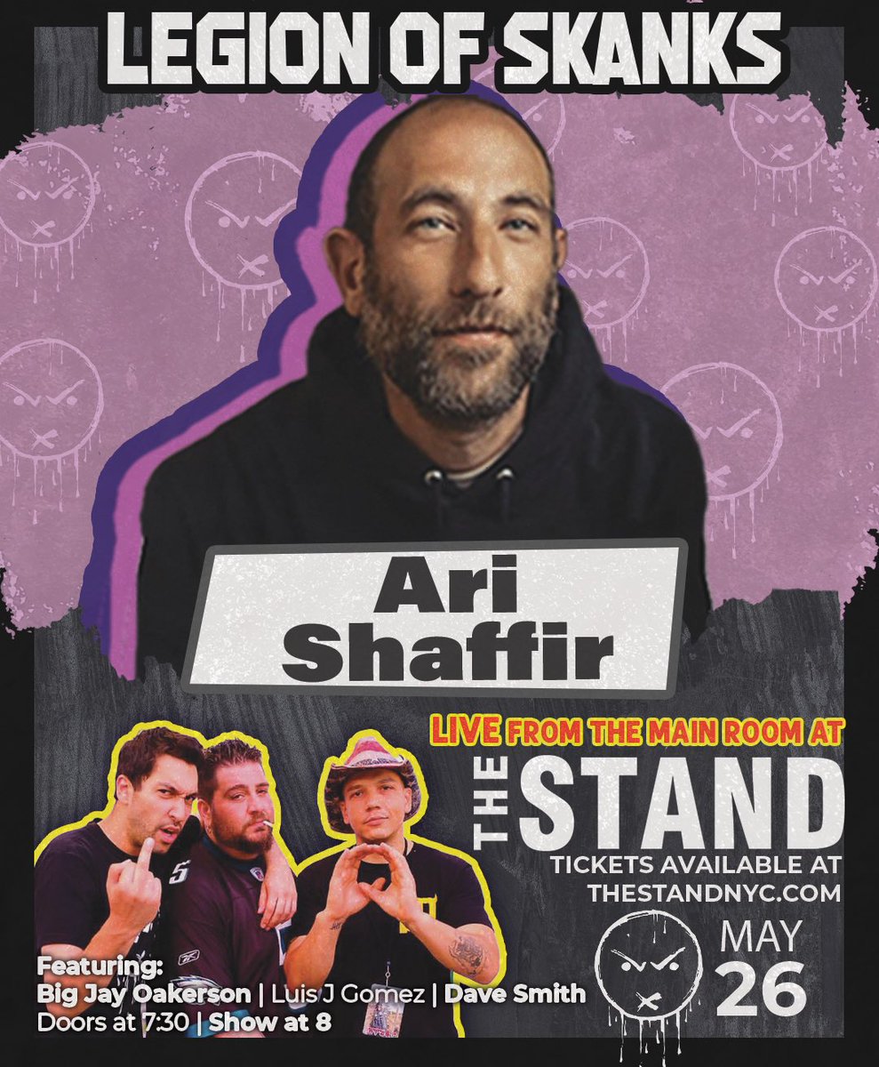 MONDAY‼️ <a href="/arishaffir/">Ari</a> joins an all new #LegionOfSkanks LIVE from @thestandnyc 
🎟️: thestandnyc.com