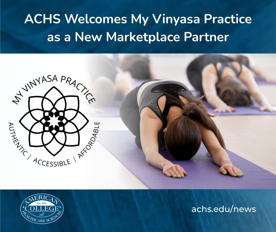 ACHS welcomes My Vinyasa Practice (MVP) as our newest Marketplace Partner! ACHS students, alumni &amp; staff now get exclusive access to MVP's top-tier yoga &amp; mindfulness resources. 🤝🧘‍♀️

👉 Learn more: hubs.li/Q03nZ7NV0
#WellnessEducation #MarketplacePartner #ACHS #Yoga