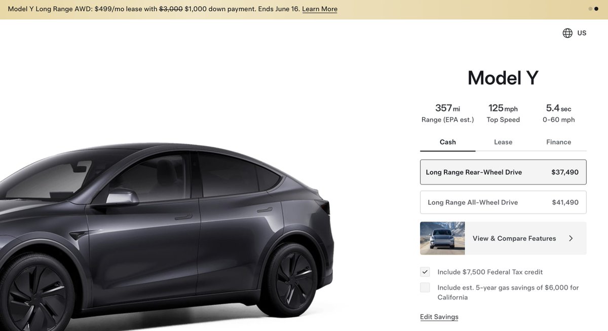 wholemars's tweet photo. Lease a new Model Y for $499 a month with just $1,000 down https://t.co/SpADat9eny