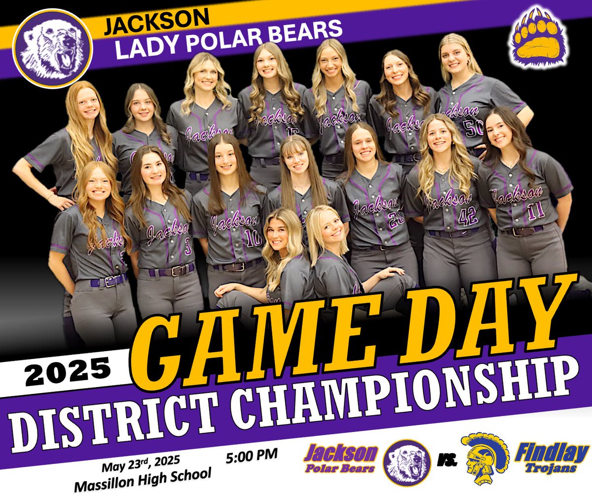District Finals tonight!!! Girls take on Findlay tonight at Massillon!! Good luck girls! Go bears!! 💜🐻‍❄️