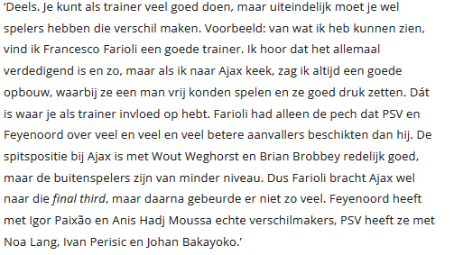 Arne Slot over Farioli.