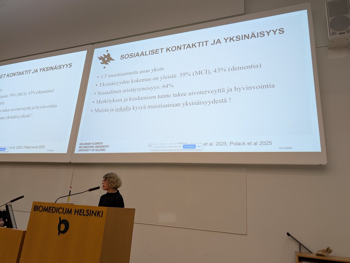 Viime viikolla oli ilo saada toimia puheenjohtajana yhdessä prof. Maria Nuotion kanssa <a href="/SuomenAlzheimer/">Suomen Alzheimer-tutkimusseura</a>  <a href="/helsinkiuni/">University of Helsinki</a> ja <a href="/HUS_fi/">HUS Helsingin yliopistollinen sairaala</a>  järjestämässä loistavassa seminaarissa "Uusia mahdollisuuksia muistisairauksien diagnostiikkaan ja hoitoon"🧠
#Alzheimer
#Muistisairaus
#Neurologia