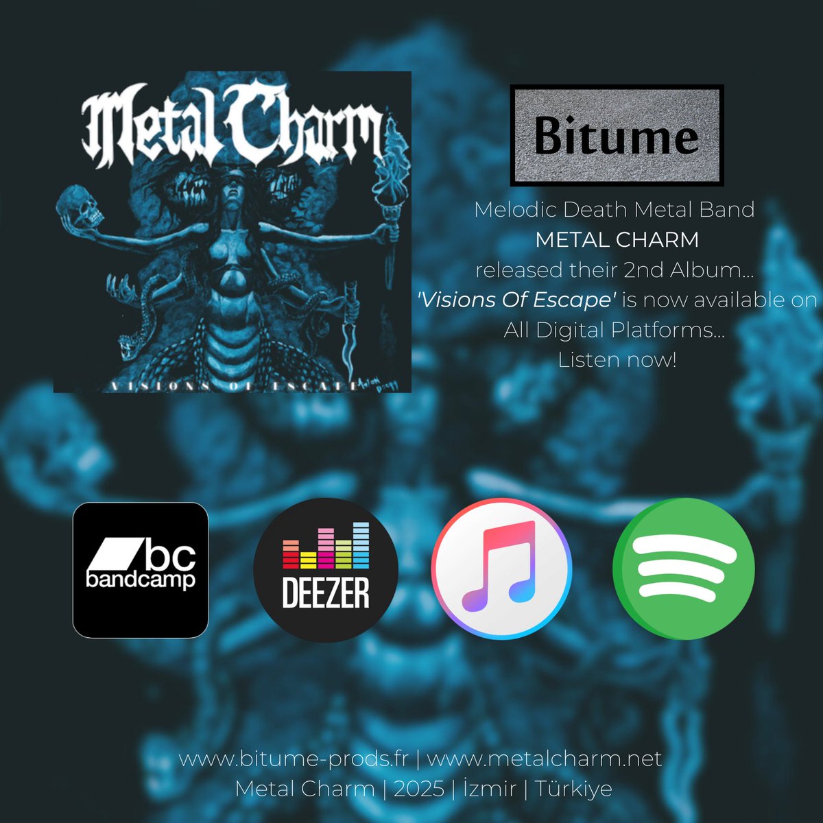 Bitume (@bitumeprods) on Twitter photo “Visions of Escape”, the new album by Turkish melodic Death Metal band <a href="/metalcharmband/">Metal Charm</a>, is now available on CD digipack and digital on bandcamp also available on streaming platforms
bitumeprods.bandcamp.com
kasurl.com/RphzH
#melodicdeathmetal “Visions of Escape”, the new album by Turkish melodic Death Metal band <a href="/metalcharmband/">Metal Charm</a>, is now available on CD digipack and digital on bandcamp also available on streaming platforms
bitumeprods.bandcamp.com
kasurl.com/RphzH
#melodicdeathmetal