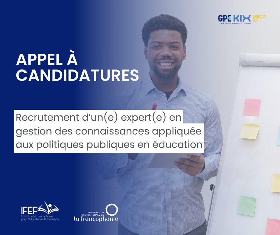 Appel à candidatures 📣

Dans le cadre des activités du centre KIX, l'IFEF recrute un(e) expert(e) en gestion des connaissances appliquée aux politiques publiques en éducation.

🗓️ Date limite de candidature : 5 juin 2025 
👉 Pour en savoir plus : ow.ly/Zg7J50VXWnx