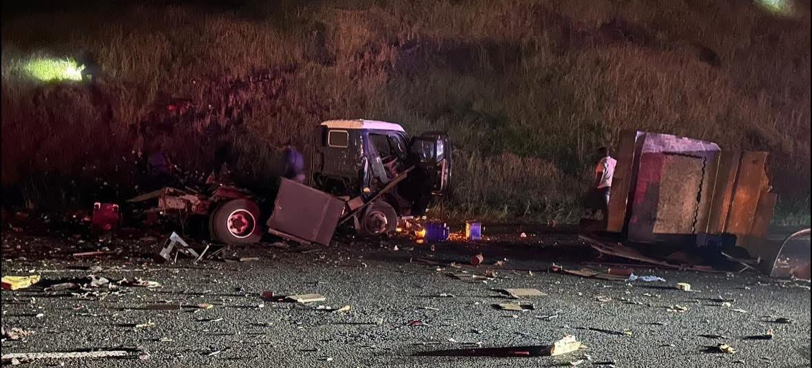 Cash In Transit heist - KZN. The armoured van was completely blown apart.