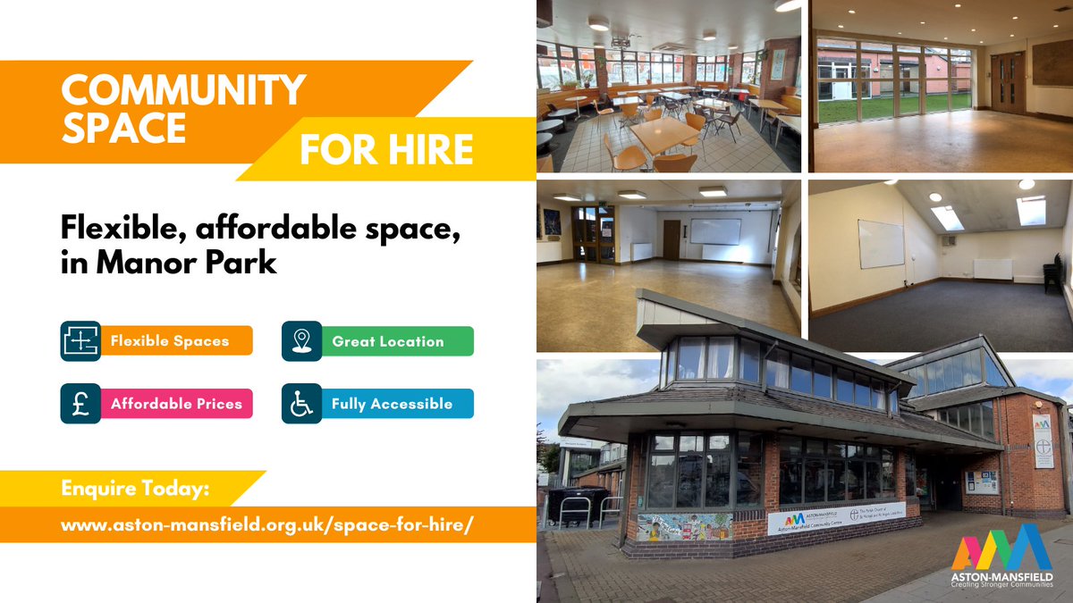 Are you planning an event or want to run one-off or regular sessions? Check out our flexible, affordable spaces for hire in Manor Park.

Find out more: aston-mansfield.org.uk/what-we-do/spa…

#Newham #EastLondon #HallHire #SpaceForHire