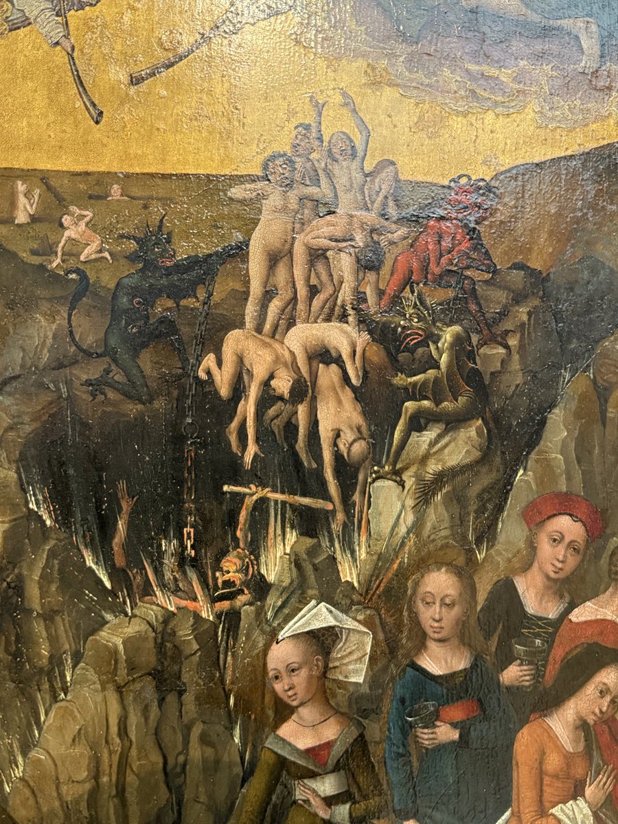 Immer diese Teufel aber auch…
Bode Museum: der eine im Triptychon des Pieter van de Woestijne (NL ca. 1475), der andere in Vrancke van der Stockt, Jüngstes Gericht, 2te Hälfte 15. Jh.
