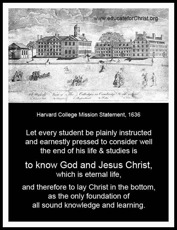 Harvard's vision when it was founded: