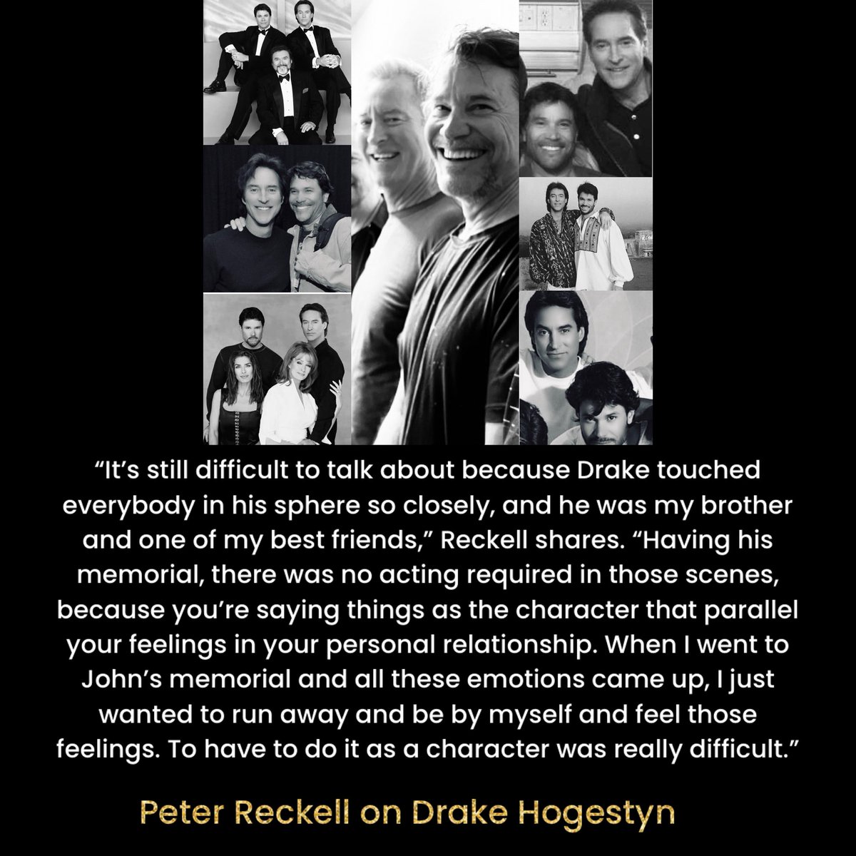 evangelia69's tweet image. “He was my brother and one of my best friends.”💔💔💔
Peter Reckell on filming his latest story arc and the profound loss of Drake Hogestyn. #Days #JohnandBo
