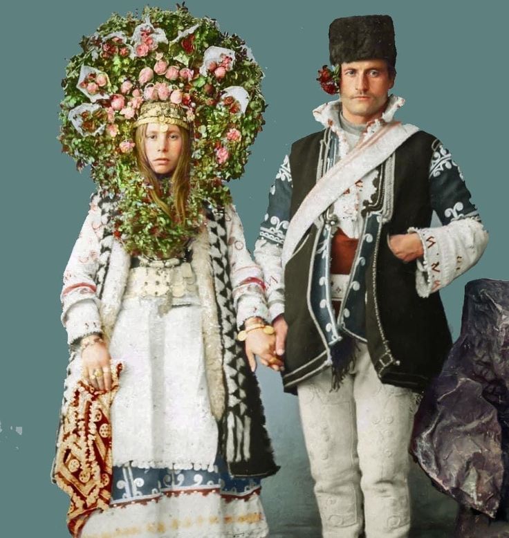 Bulgarian bride and groom, 1893.