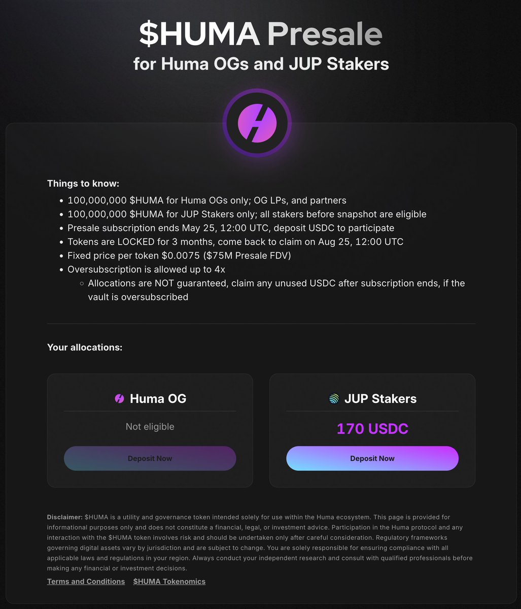 查一下自己的额度 $HUMA

presale.huma.finance