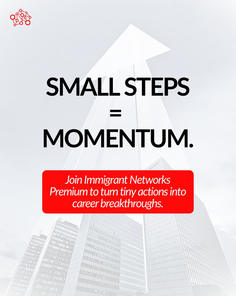 Career progress doesn’t happen in leaps—it happens in layers.

The people who move fastest aren’t the smartest. They’re just the most consistent.

Want real results? Join Immigrant Networks Premium today. #CareerGrowth #NewcomerTips