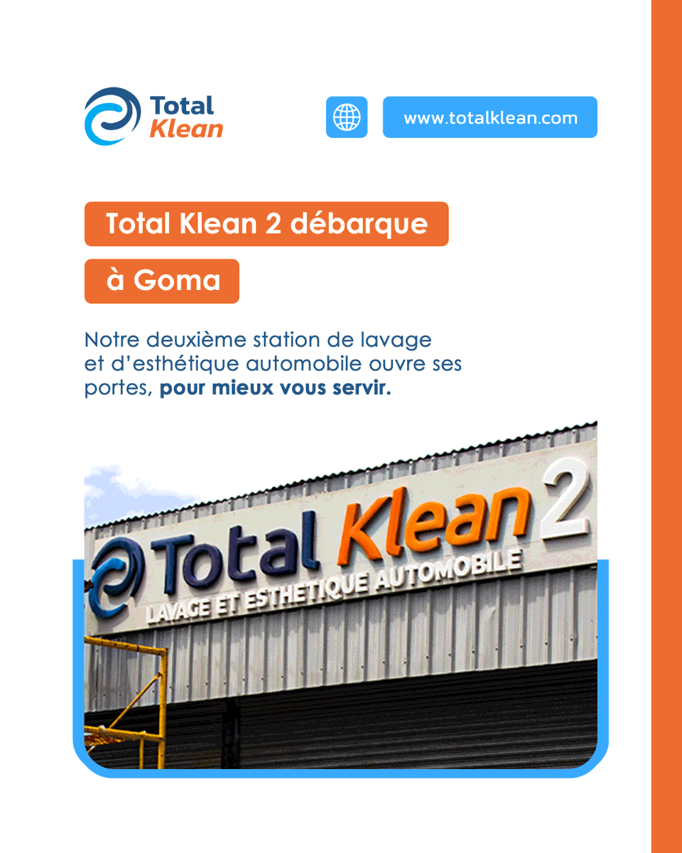 totalklean_cd's tweet photo. Total Klean 2 ouvre ses portes en plein centre-ville de Goma !

A vos demandes, nous avons trouvé une réponse.

✅ C’est fait ! La nouvelle station de lavage Total Klean 2 est là.

👉 Partagez la bonne nouvelle autour de vous !

#TotalKlean2 #Goma #LavageAuto https://t.co/kjV8Z3CKfe