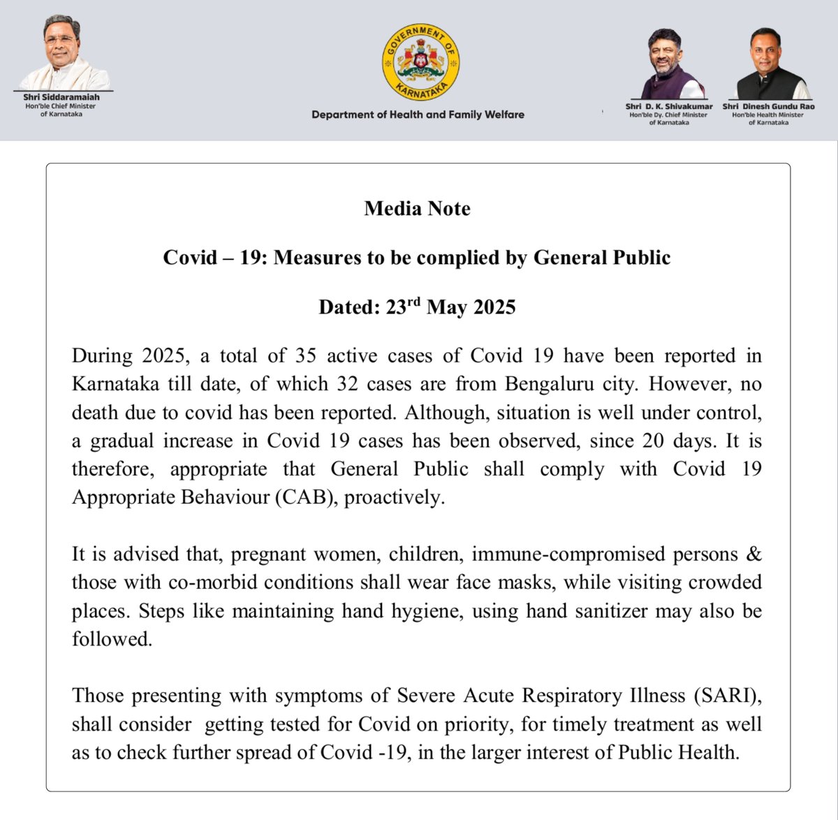 Karnataka Health Department tweet media