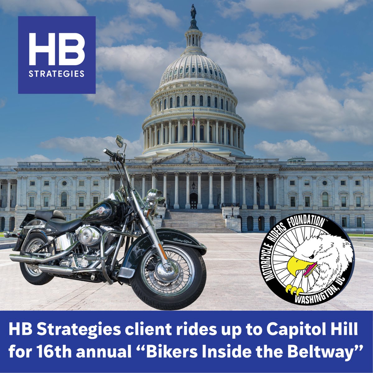 H_B_Strategies's tweet photo. HB Strategies Federal is proud to represent longtime client the Motorcycle Riders Foundation @MRFlegislative. The MRF was in Washington this week for its 16th annual “Bikers Inside the Beltway” and the HB Strategies team led by Rocky Fox helped hundreds of bikers from across the country who made the journey to Capitol Hil meet with members of Congress to discuss the priorities of the nearly 10 million motorcyclists in the United States.

#HBStrategies #Congress #capitolhill #BikersInsidetheBeltway