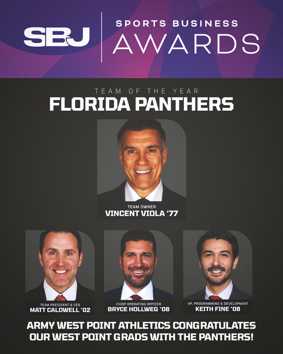 ArmyWestPoint Sports (@goarmywestpoint) on Twitter photo Army West Point Athletics congratulates our West Point graduates with the <a href="/FlaPanthers/">x - Florida Panthers</a> on winning Team of the Year at the <a href="/SBJ/">Sports Business Journal</a> Sports Business Awards this week! πππ
β sportsbusinessjournal.com/Articles/2025/β¦
β¬οΈβ¬οΈβ¬οΈ Army West Point Athletics congratulates our West Point graduates with the <a href="/FlaPanthers/">x - Florida Panthers</a> on winning Team of the Year at the <a href="/SBJ/">Sports Business Journal</a> Sports Business Awards this week! πππ
β sportsbusinessjournal.com/Articles/2025/β¦
β¬οΈβ¬οΈβ¬οΈ