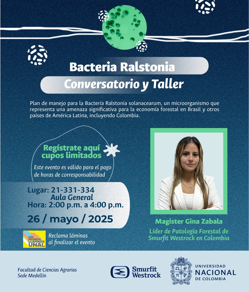 🔬🌱 Conversatorio y Taller: Plan de Manejo para la Bacteria Ralstonia solanacearum
Inscripciones en: forms.gle/rw6xmJNAoesaNc…