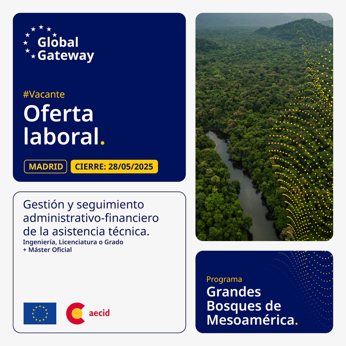 #OportunidadLaboral 🔔
🌐¿Tienes experiencia en el seguimiento administrativo y financiero de proyectos de cooperación? ¡Este puesto puede ser para ti!

📅Plazo límite: 28 de mayo
🕗Duración: 33 meses
📍Ubicación: Madrid 🇪🇸
▶️Requisitos y aplicación📷 tr.ee/bthFNo