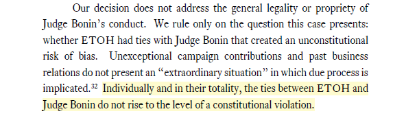 Patrick Jaicomo (@pjaicomo) on Twitter photo In <a href="/IJ/">Institute for Justice</a> case Bonin v. Meade, the 5th Cir.'s unpublished opinion downplays a judge's cozy relationship with a private ankle-monitor company.
Despite the judge's ties to the company, insistence on its use, and threats of jail for unpaid bills, the 5th Cir. found no "risk of bias." In <a href="/IJ/">Institute for Justice</a> case Bonin v. Meade, the 5th Cir.'s unpublished opinion downplays a judge's cozy relationship with a private ankle-monitor company.
Despite the judge's ties to the company, insistence on its use, and threats of jail for unpaid bills, the 5th Cir. found no "risk of bias."