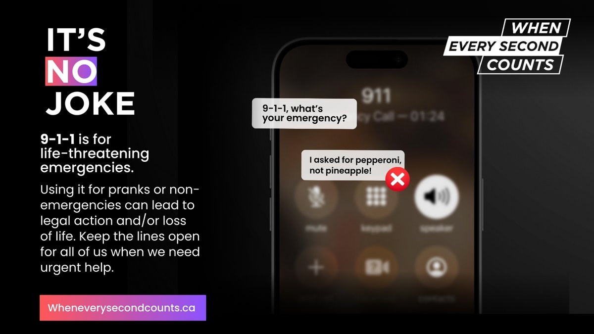 🚨 9-1-1 is no joke.  9-1-1 is for life-threatening emergencies. Using it for pranks or non-emergencies isn’t funny—it’s dangerous. Misuse can lead to legal action and could delay help for someone in a real crisis. When every second counts, let’s keep the lines clear! #ItsNoJoke