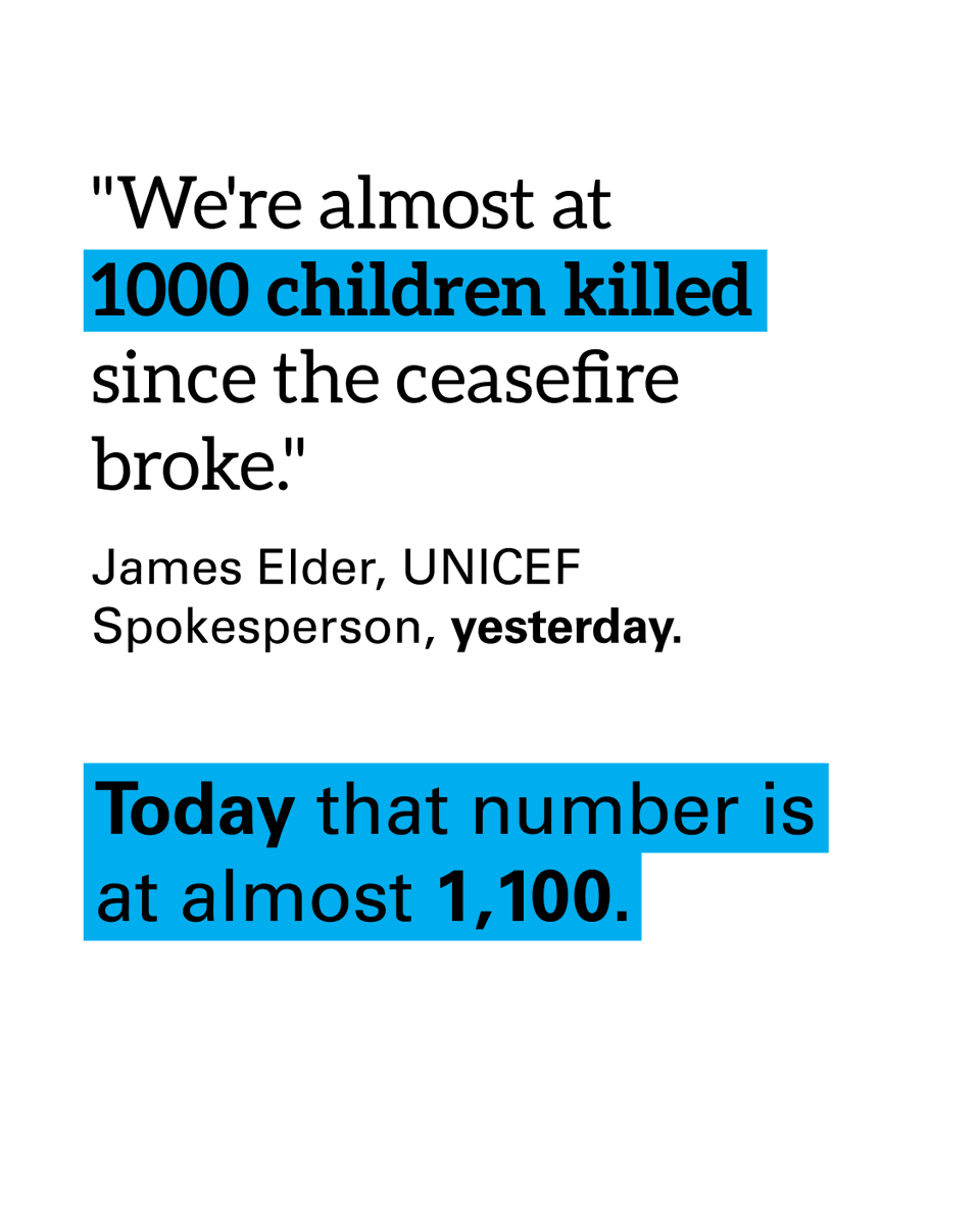 Yesterday, James Elder told Times Radio that almost 1000 children had been killed in Gaza in just two months.

That number is already out-of-date.

A lasting ceasefire is vital for saving children's lives.