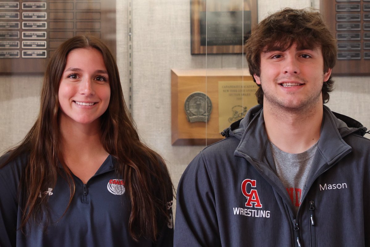Congrats to our athletes of the year from the Class of 2025!

🏐🏀👟Julia Gietner 
🏈🤼‍♂️🥍 Mason DePew 

Both are individual sectional champions and also won team championships in a second sport! Outstanding student athletes!
#CanandaiguaProud