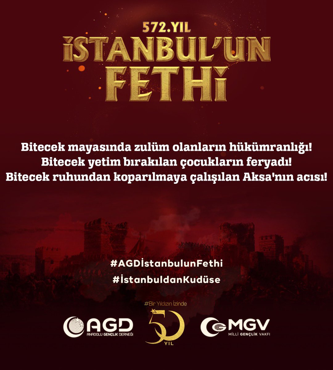 agdkadin's tweet photo. Bitecek mayasında zulüm olanların hükümranlığı! Bitecek yetim bırakılan çocukların feryadı! Bitecek ruhundan koparılmaya çalışılan Aksa'nın acısı!

#İstanbuldanKudüse
#AGDİstanbulunFethi
#YönünüFetheÇevir https://t.co/RYrczZUnkb