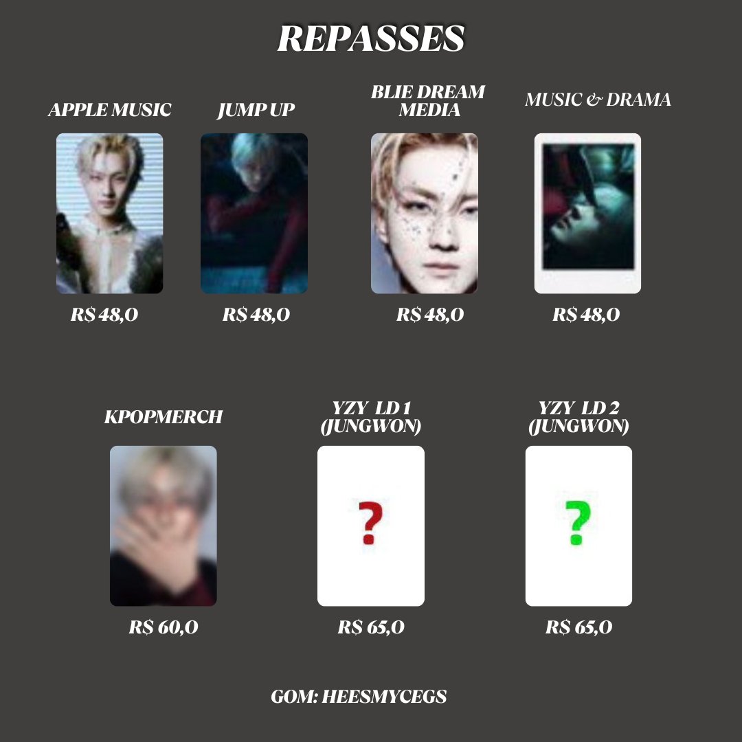 REPASSE DE VAGA
POBs acima 
Preço na foto + FreteS 
Nao reservo 
Pagamento imediato
Compradores sensíveis ❌️
A gom tem feedbacks positivos! (<a href="/heesmycegs/">HEESMYCEGS</a>)

venda vendo wts jungwon enhypen photocard desire unleash POB apple music jump up blue dream média music&amp;drama kpopmerch yzy
