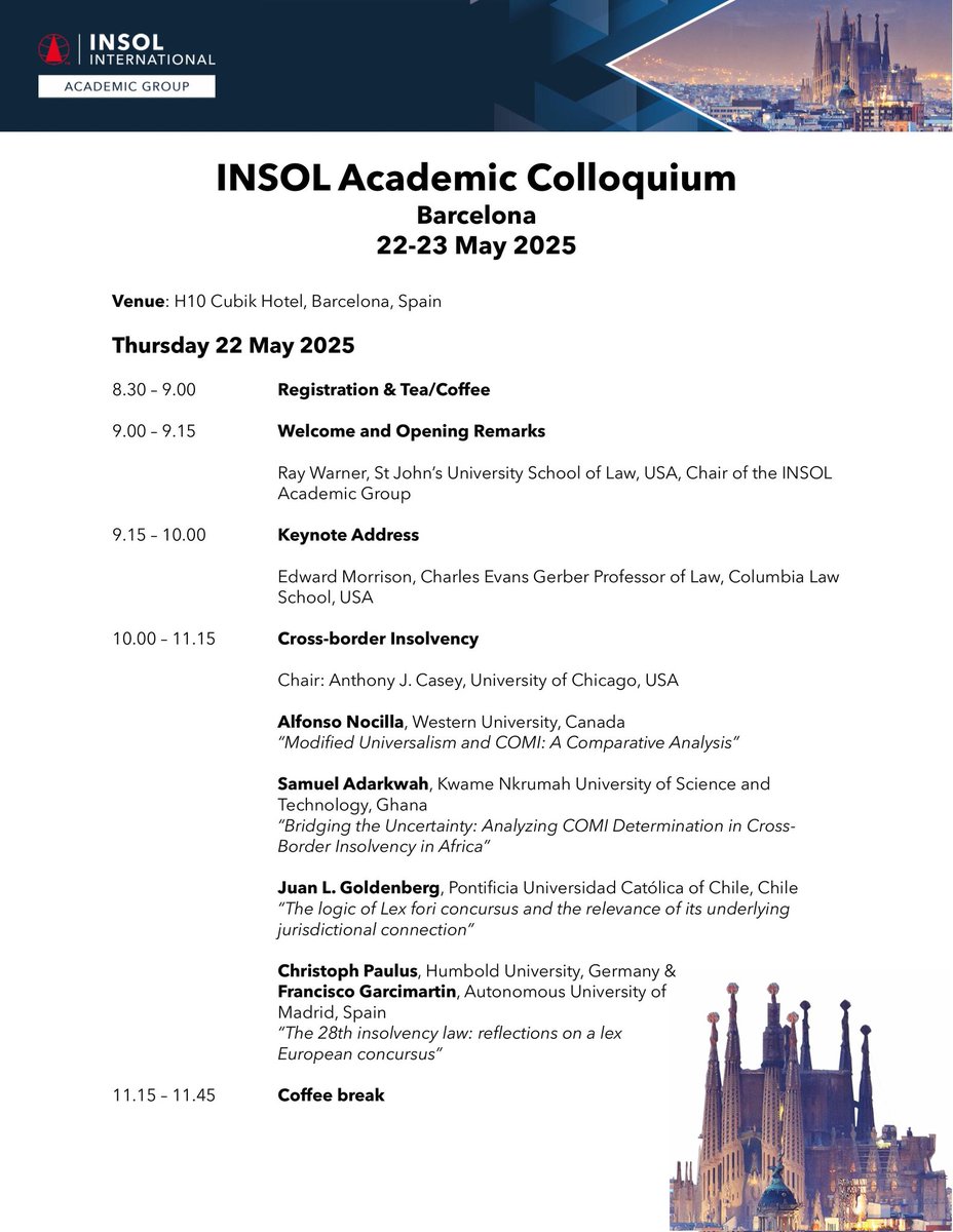BaronSCB's tweet photo. A tremendous occasion to catch up with friends and colleagues, old and new, and to listen in to cutting edge presentations in insolvency, restructuring and allied topics! https://t.co/tlxEIdGaRE