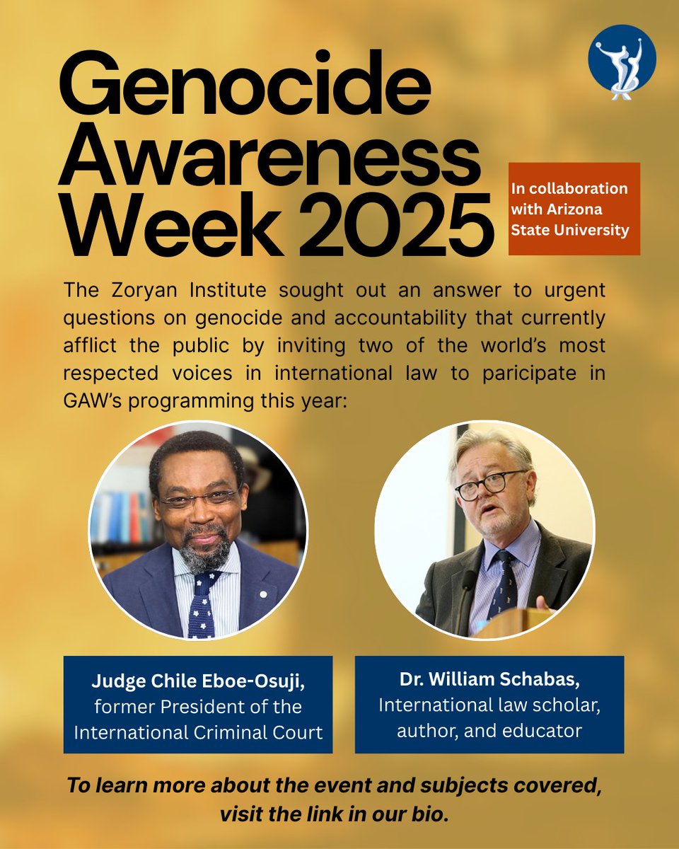 As global justice systems face strain, the Zoryan Institute responded by convening Judge Chile Eboe-Osuji &amp; Dr. William Schabas at Genocide Awareness Week 2025. Through a keynote, lecture &amp; book talk, they explored genocide &amp; paths to hope. 

Learn more:
zoryaninstitute.org/is-there-hope-…
