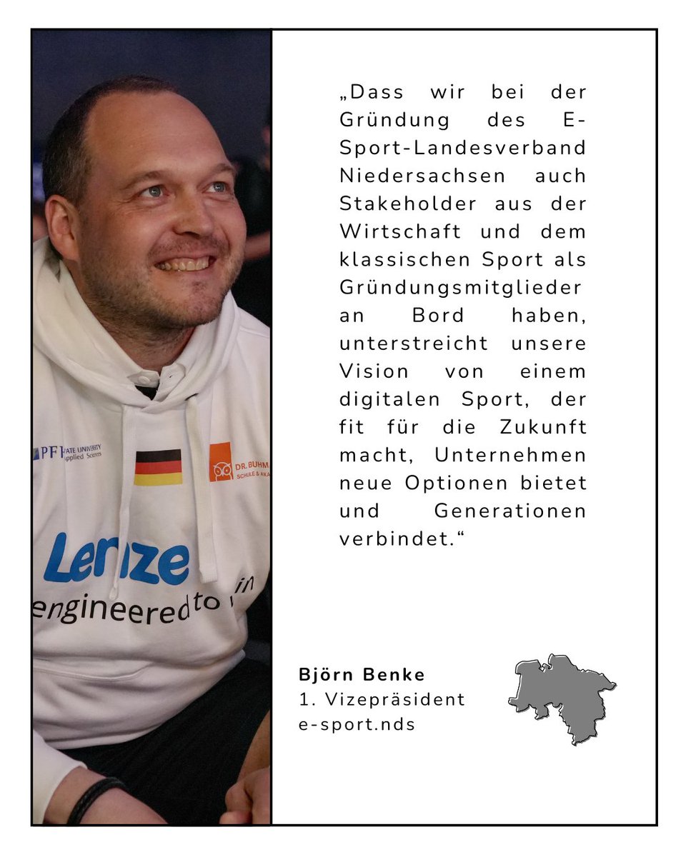 E-Sport-Verband Niedersachsen (@esportnds) on Twitter photo Unser Vizepräsident des E-Sport-Verband Niedersachsens ist vor allem glücklich über die Konstellation der Gründungsmitglieder 🔴⚪
🗣 Björn <a href="/benke_bj/">Björn Benke</a>
#esport #niedersachsen #esportnds Unser Vizepräsident des E-Sport-Verband Niedersachsens ist vor allem glücklich über die Konstellation der Gründungsmitglieder 🔴⚪
🗣 Björn <a href="/benke_bj/">Björn Benke</a>
#esport #niedersachsen #esportnds