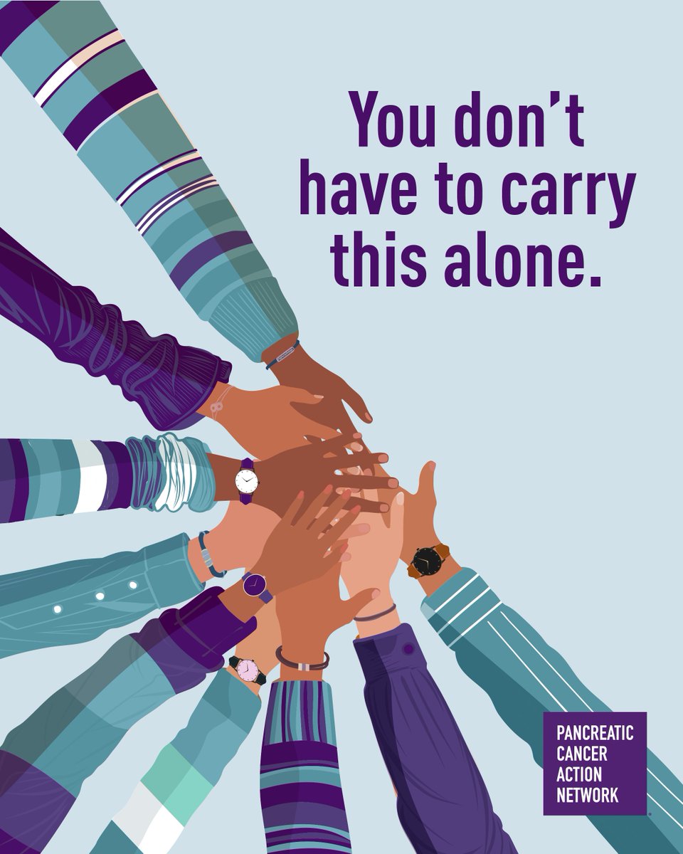 PanCAN's tweet photo. Watching someone you love go through #pancreaticcancer can feel incredibly heavy, but you don’t have to carry it all alone. 

If someone you know has been touched by this disease in any way, send this card to them as a reminder: they’re seen, they’re supported, and they don’t have to do this by themselves. 💜