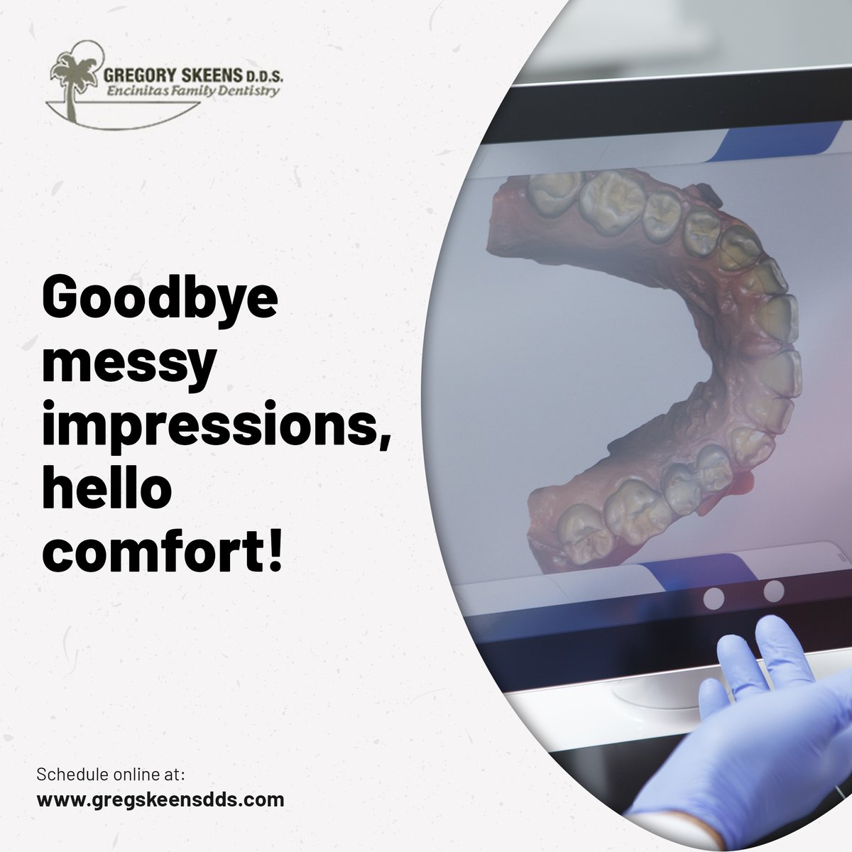 Digital impressions = no more goopy molds! 🎉 Our advanced scanners create precise, comfortable digital models for crowns, bridges and aligners.

The future of dentistry is here!

#DigitalDentistry #EncinitasDentist #DigitalScanning #ModernDentistry