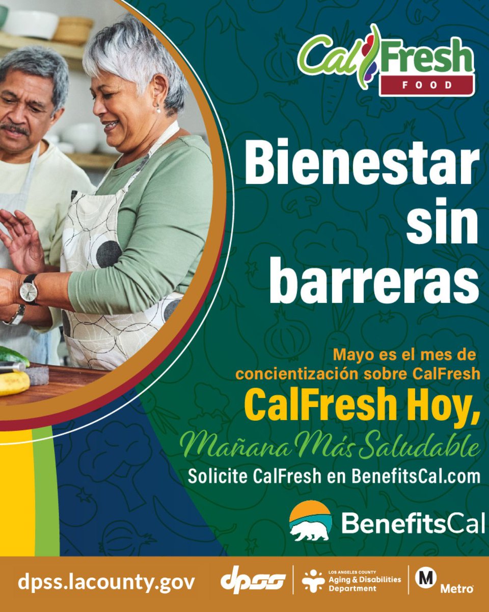ActiveSGV's tweet image. We want to ensure our elderly and disabled communities face no barriers to #foodassistance to meet their nutritional needs. Join @laco_dpss in spreading the word about #CalFreshAwarenessMonth. Apply at BenefitsCal.com.