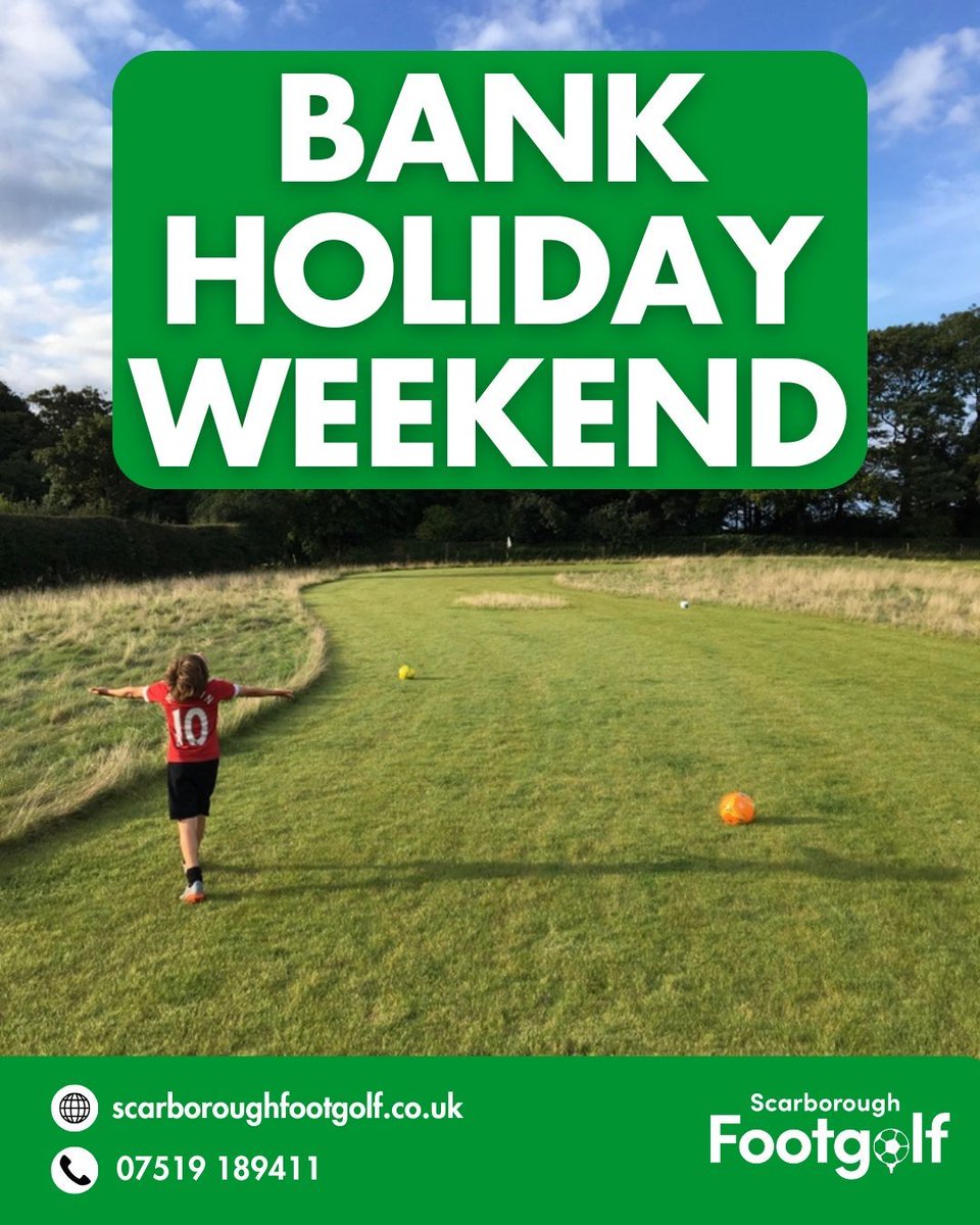 Looking for something fun this bank holiday weekend? Footgolf is perfect for all ages! Bring the family, kick back, and tee off with your feet!

💻 scarboroughfootgolf.co.uk
📞 07519 189411
📍 Killerby Lane, Cayton, Scarborough