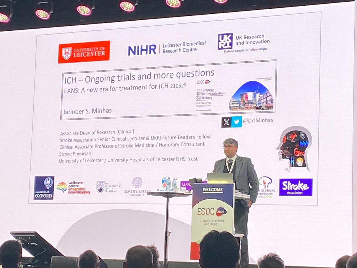 DrJMinhas's tweet image. Excellent #ESOC2025 in #Helsinki - stroke medicine, science, simulation and great to catch up with colleagues from @ESOstroke and @WorldStrokeOrg 

🧠 🇫🇮 @NeuroKarger @LeicesterBRC @BarbaraCasolla @LaurenSanders81 @ChrissiTunkl 

#ICH #Stroke #Trials