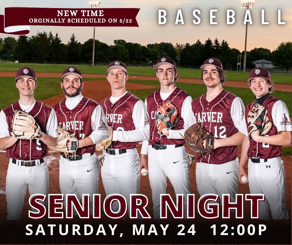 Come on out on to support the Varsity Baseball Team and these senior athletes tomorrow, Saturday, May 24 at 12:00pat Carver Middle High School. Note: This game has been rescheduled from May 22. bit.ly/3OCfzMy