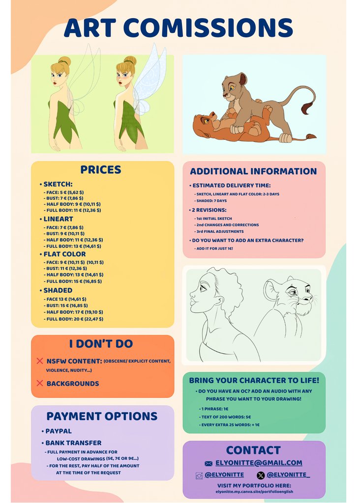 Elyonitte_'s tweet photo. New comissions sheet here! Comissions are still open, so don't doubt to contact me if you would like one
I also appreciate if you share, it would mean a lot!
🫶🏻
#comissionsopen #ComisionesAbiertas #artist #ArtistOnTwitter #ArtistOnX #digitalartist #digitalarts https://t.co/piqBukJyF0